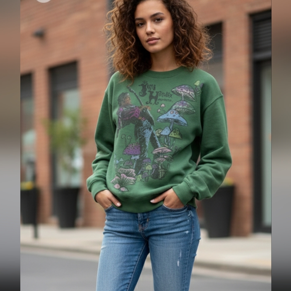 Jimi Hendrix Experience Green Mushroom sweatshirt Medium